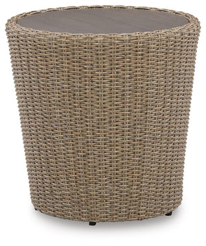 Danson 2 Outdoor Swivel Lounge Chairs & End Table Set Beige