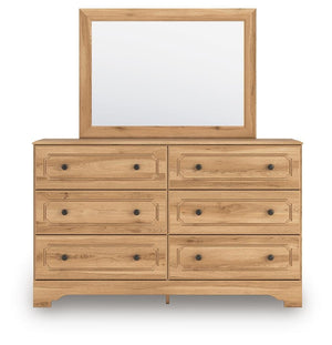 Aleaport King Panel Bed, Dresser, Mirror & Nightstand Warm Brown