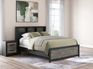 Broachmyn Queen Bookcase Panel Bed Black/Gray