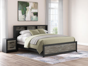 Broachmyn King Bookcase Panel Bed Black/Gray