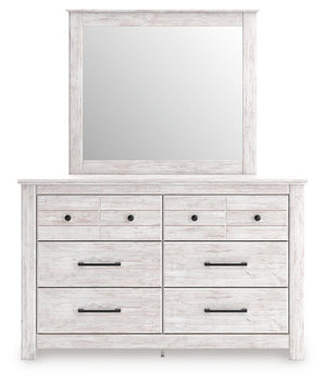 Makidern Queen Panel Bed with Storage, Dresser & Mirror Whitewash