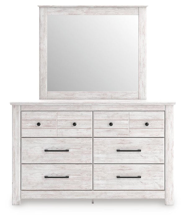 Makidern Queen Panel Bed with Storage, Dresser & Mirror Whitewash