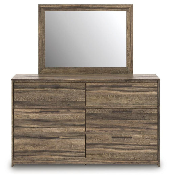 Elbrim King Panel Bed, Dresser, Mirror & Nightstand Brown