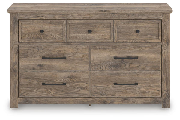 Rusticott King Poster Bed, Dresser & Nightstand Brown