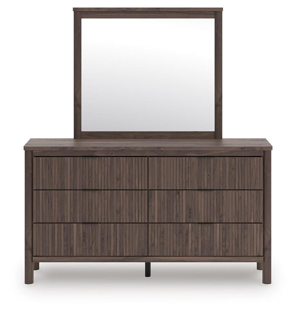 Pamytta Full Upholstered Platform Bed, Dresser & Mirror