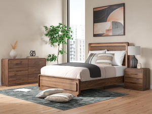 Fortlorn Queen Panel Bed, Dresser & Nightstand Walnut Brown