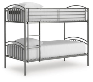 Lanceburg Twin over Twin Bunk Bed & 2 Mattresses Gray