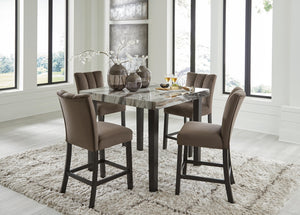 Jeshina Counter-Height Dining Table & 4 Barstools Dark Brown