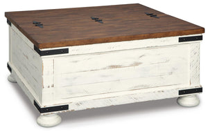 Wystfield Coffee Table & Chairside End Table White/Brown