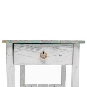 Seawinds Picket Fence End Table Grey/Blanc Finish