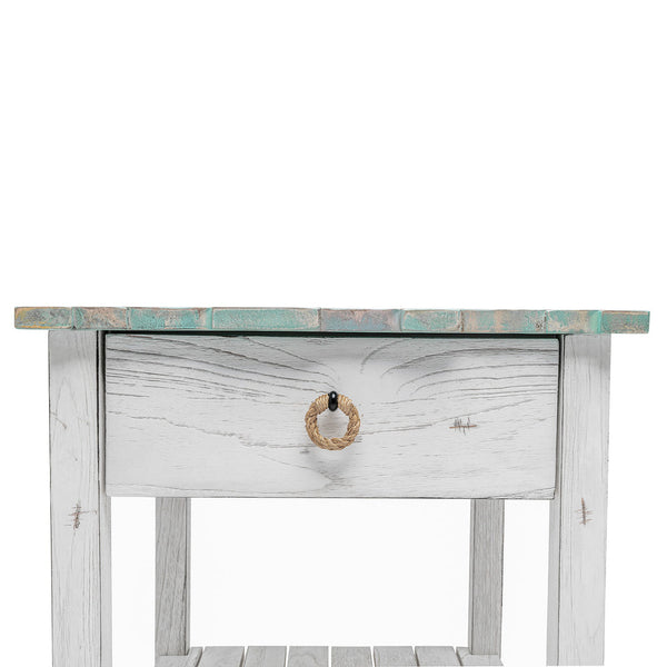 Seawinds Picket Fence End Table Grey/Blanc Finish