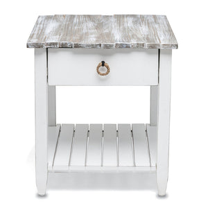 Seawinds Picket Fence End Table Grey/Blanc Finish
