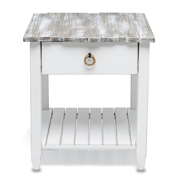 Seawinds Picket Fence End Table Grey/Blanc Finish