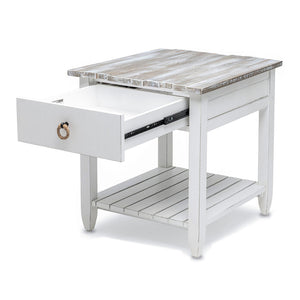 Seawinds Picket Fence End Table Grey/Blanc Finish