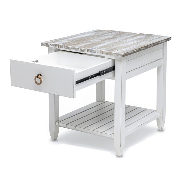 Seawinds Picket Fence End Table Grey/Blanc Finish