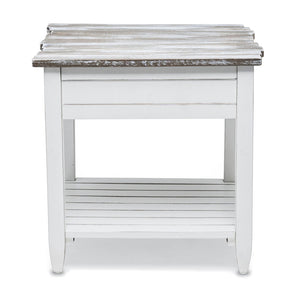 Seawinds Picket Fence End Table Grey/Blanc Finish