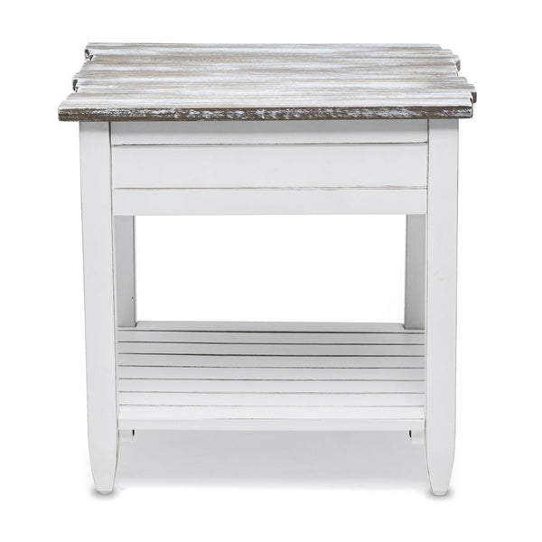 Seawinds Picket Fence End Table Grey/Blanc Finish