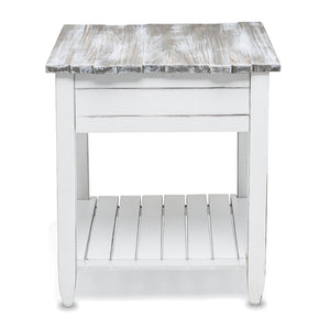 Seawinds Picket Fence End Table Grey/Blanc Finish