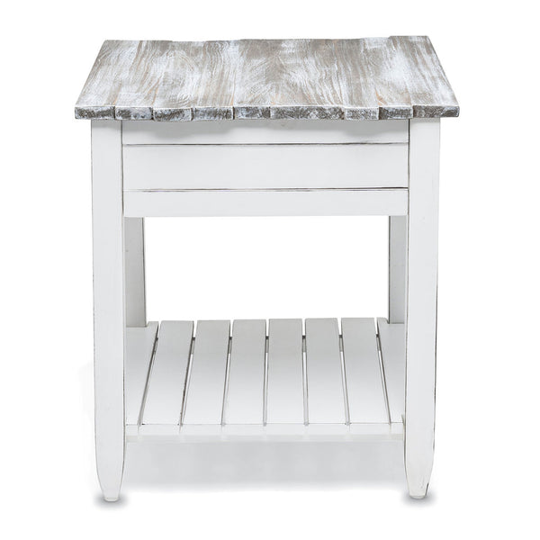 Seawinds Picket Fence End Table Grey/Blanc Finish
