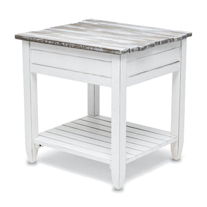 Seawinds Picket Fence End Table Grey/Blanc Finish