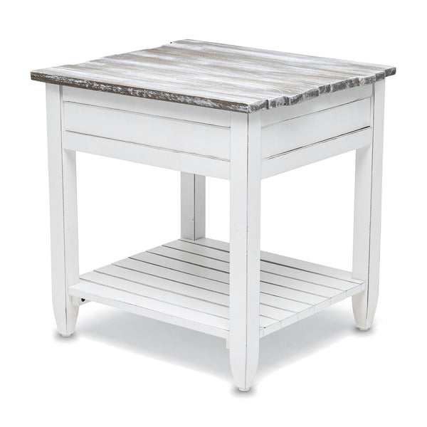Seawinds Picket Fence End Table Grey/Blanc Finish