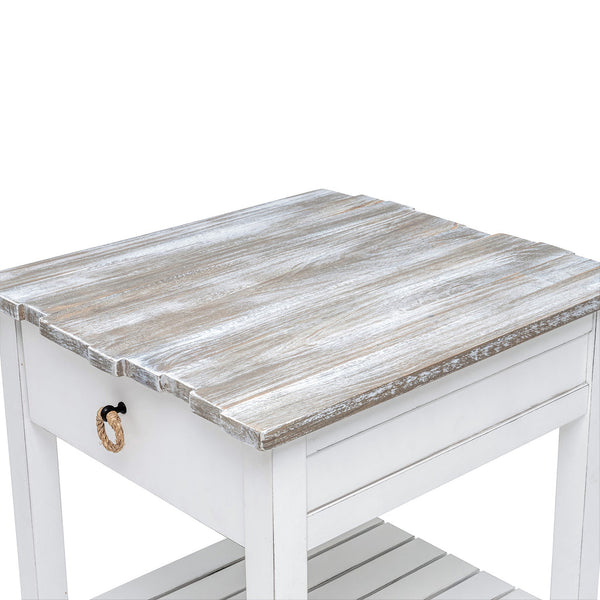 Seawinds Picket Fence End Table Grey/Blanc Finish