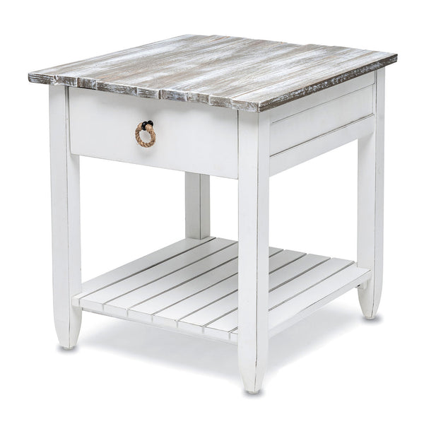 Seawinds Picket Fence End Table Grey/Blanc Finish