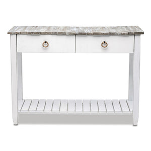 Seawinds Picket Fence Console Serving Table Grey/Blanc Finish