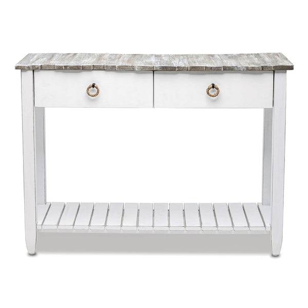 Seawinds Picket Fence Console Serving Table Grey/Blanc Finish