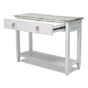 Seawinds Picket Fence Console Serving Table Grey/Blanc Finish