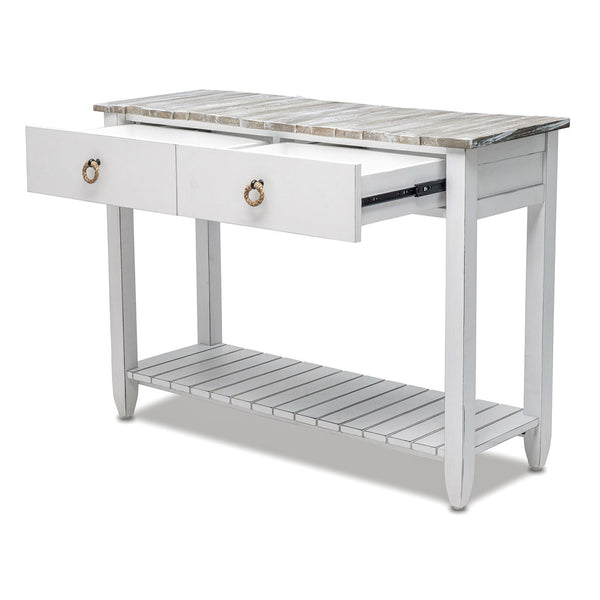 Seawinds Picket Fence Console Serving Table Grey/Blanc Finish