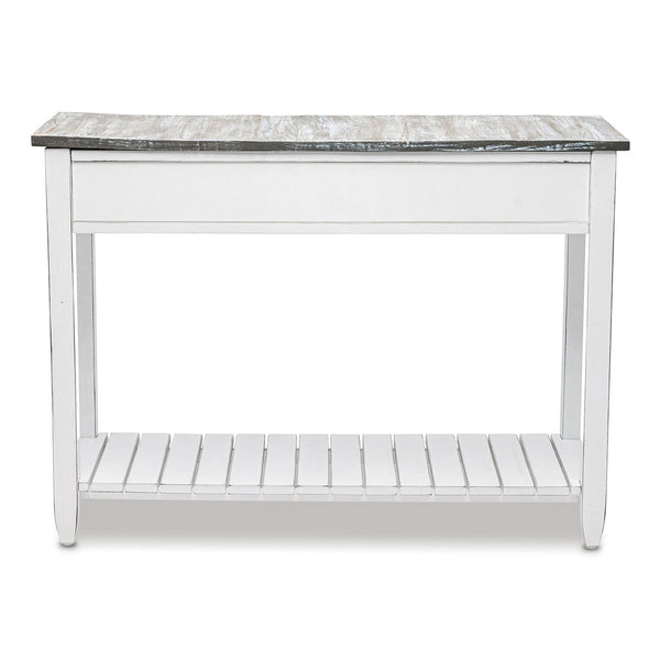 Seawinds Picket Fence Console Serving Table Grey/Blanc Finish