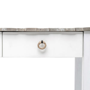 Seawinds Picket Fence Console Serving Table Grey/Blanc Finish