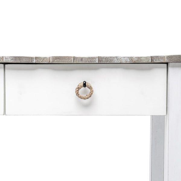 Seawinds Picket Fence Console Serving Table Grey/Blanc Finish
