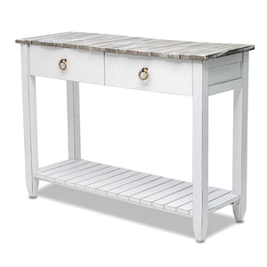 Seawinds Picket Fence Console Serving Table Grey/Blanc Finish