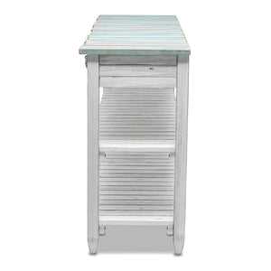 Seawinds Picket Fence Entertainment Center Distressed Bleu/White Finish