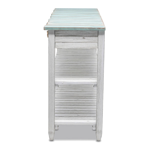 Seawinds Picket Fence Entertainment Center Distressed Bleu/White Finish