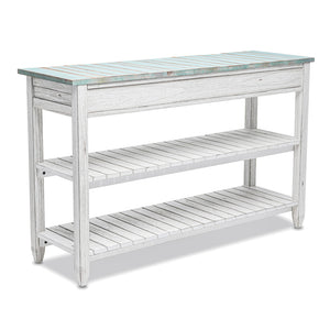 Seawinds Picket Fence Entertainment Center Distressed Bleu/White Finish