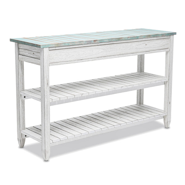 Seawinds Picket Fence Entertainment Center Distressed Bleu/White Finish
