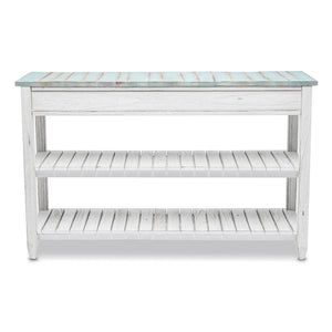 Seawinds Picket Fence Entertainment Center Distressed Bleu/White Finish