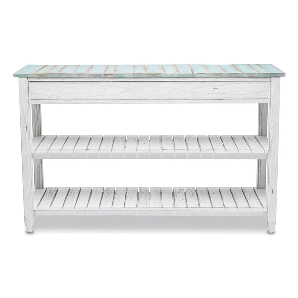 Seawinds Picket Fence Entertainment Center Distressed Bleu/White Finish