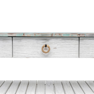 Seawinds Picket Fence Entertainment Center Distressed Bleu/White Finish