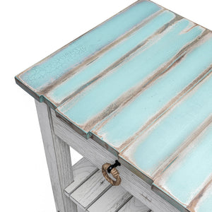 Seawinds Picket Fence Entertainment Center Distressed Bleu/White Finish