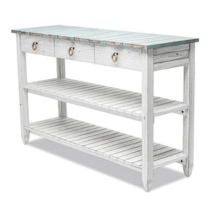 Seawinds Picket Fence Entertainment Center Distressed Bleu/White Finish