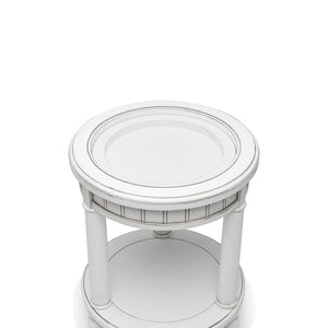Seawinds Monaco Round End Table with Anchor Insert Blanc Finish