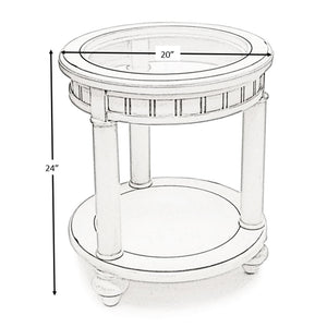 Seawinds Monaco Round End Table with Anchor Insert Blanc Finish