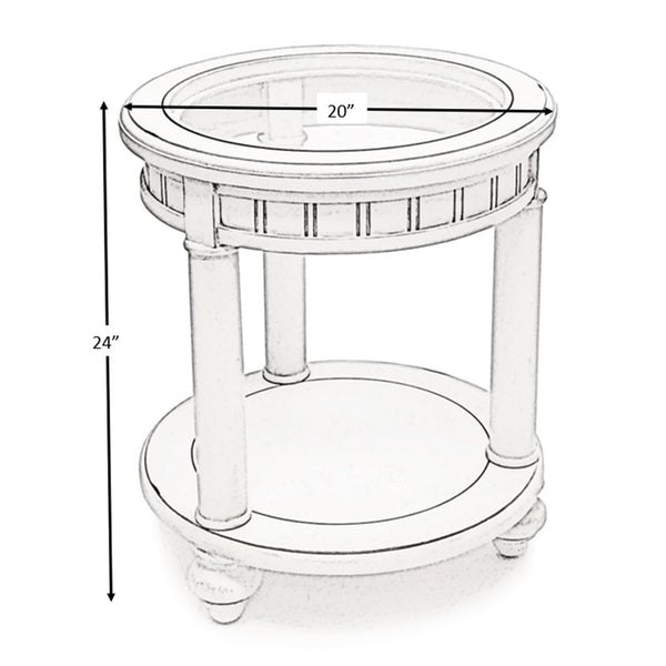Seawinds Monaco Round End Table with Anchor Insert Blanc Finish