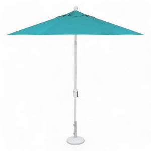 Treasure Garden Aqua Market White Pole Umbrella with 50Lb Art Deco Base