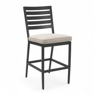 Plank & Hide Adeline Outdoor Counter-Height Armless Stool in Wenge Finish with Silver Dove Fabric