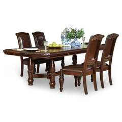 Steve Silver Antoinette 120-Inch 5-Piece Pedestal Dining Set With 24-Inch Leaf In Warm Brown Cherry